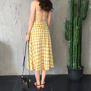 Sexy Back Yellow check midi dress